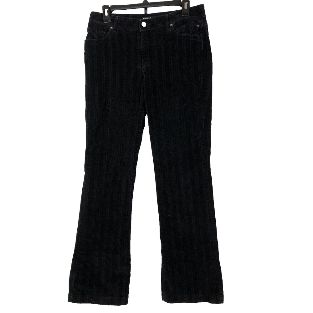 Y2K Black Striped Velvet Pants Low Waist Wide Straight Fit VINTAGE Kikit Jeans